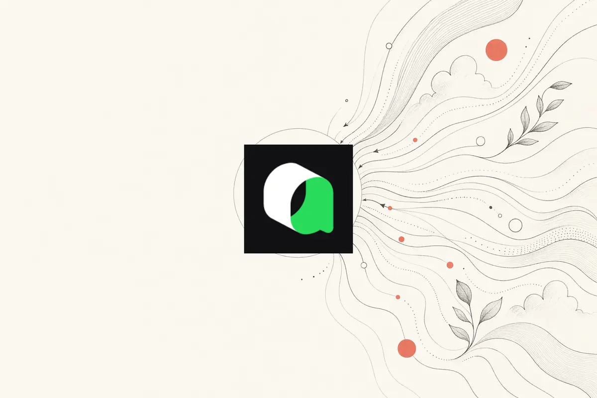 OpenDesign vs Qoder — warm-paper editorial illustration of a prompt converging into a design hub you own