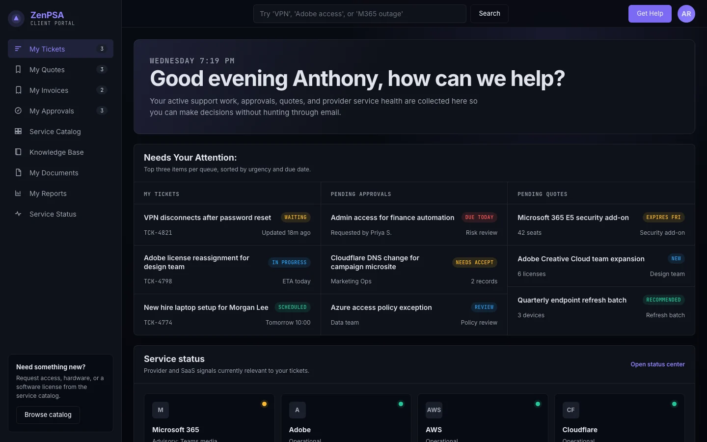 Ikigai One's on-brand client portal, designed in OpenDesign